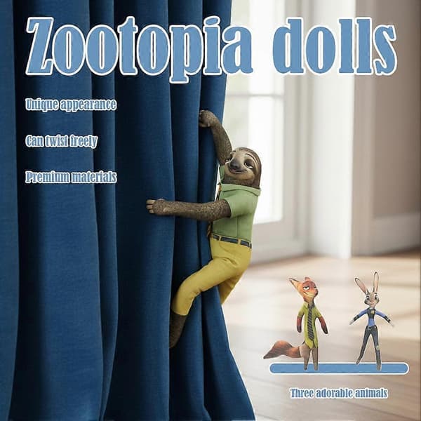 Zootopia Nick Judy Plyschdocka med Skelett för Flexibel Posering Samlarobjekt[HK] C
