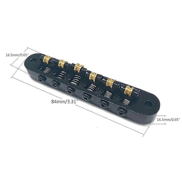 6-strängad gitarr Roller Saddle Bridge Tune-O-Matic Bridge Elgitarr Roller Bridge med dubbar Ersättningsdel[HK] Silver