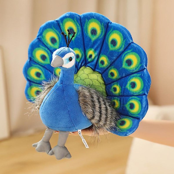 25*30 cm suloinen simulaatio riikinkukko, keiluttava häntä Todenmukainen eläin Kirkas värikäs pehmolelu kodin sisustus[HK] 25x30cm Blue
