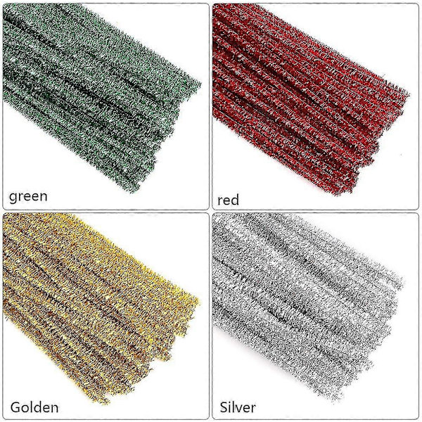 Glitter Piberensere, 400 Styk Metal Julepynt Chenille Piberensere til Kreativ DIY Håndværk, Kunst, Bryllup, Hjem, Fest, Julepynt