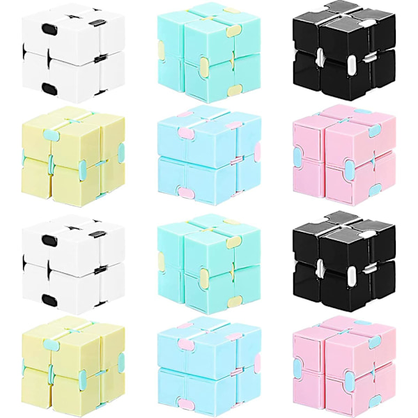 12 kpl Infinity Cube Mini Fidget -palikoita, Mini Infinity Cube -pöytälelu, aistityökalu, Fidget-palikat, taikapalapeli, Flip Cube teineille ja aikuisille Bi[HK]