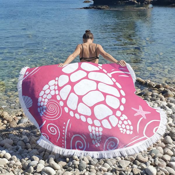 Mikrofiber badehåndklæde 100x100 cm med frynser E