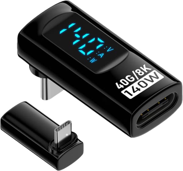 2 kpl Type C -sovitin, USB-C uros-naaras-sovitin, 140 W Type C -sovitin, USB-C-sovitin 8K digitaalisella näytöllä, 40 Gbps Type C -liitin [HK] Black