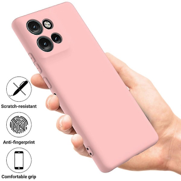For Motorola Edge 50 Neo 5G Deksel Flytende Silikon Anti-Ripe Telefondeksel med Håndstropp[HK] Pink