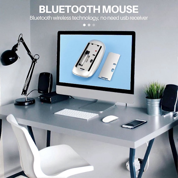 Bluetooth Trådlös Mus Tyst Uppladdningsbar Datormus Slim Ergonomisk PC-mus För[HK]