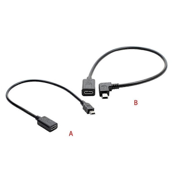 USB C til Mini USB 2.0 Adapter Type C Hun til Mini USB Han Adapter Kabel[HK] B