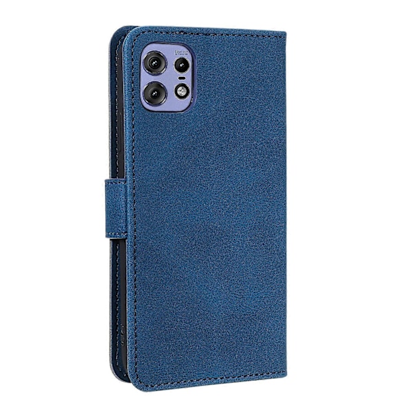Til Motorola Edge 50 Pro 5G Etui Splejsning Syning Læder Flip Beskyttelsescover[HK] Blue