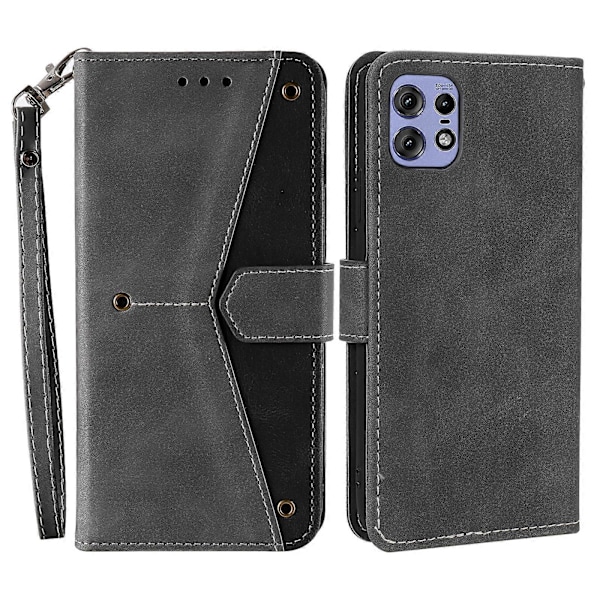 För Motorola Edge 50 Pro 5G Fodral Splitsning Sömnad Läder Flip Skyddande Skal[HK] Grey