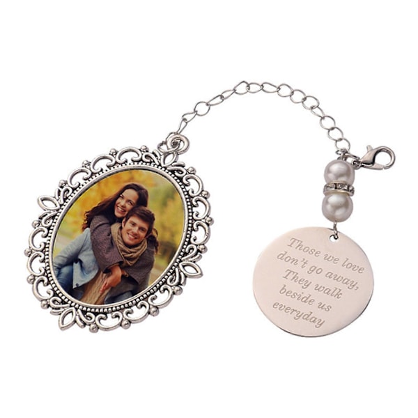 Brudebuket Foto Charm Vedhæng Personlig Bryllupsbuket Minde Charm[HK] Silver