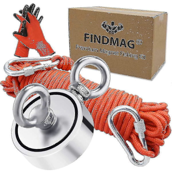 Aespa Magnetisk Fiskesæt, 300 kg Stærk Trækkraft Fiskemagnet, Neodymium Rund Magnetfiskeri Med Dobbeltsidede Ringe, Til Genfinding[HK]