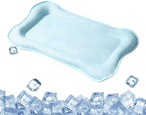 Hundekølemåtte - 42cmx58cm Vaskbare knogleformede kæledyrskøletæpper, kølemåtte til kæledyr, til indendørs udendørs balkon bilrejser [HK] Blue