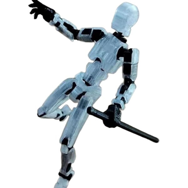 T13 Action Figure, Titan 13 Action Figure med 4 typer av vapen och 3 typer av händer, 3D- printed flerledad rörlig T13 Action Figur[HK] Clear white
