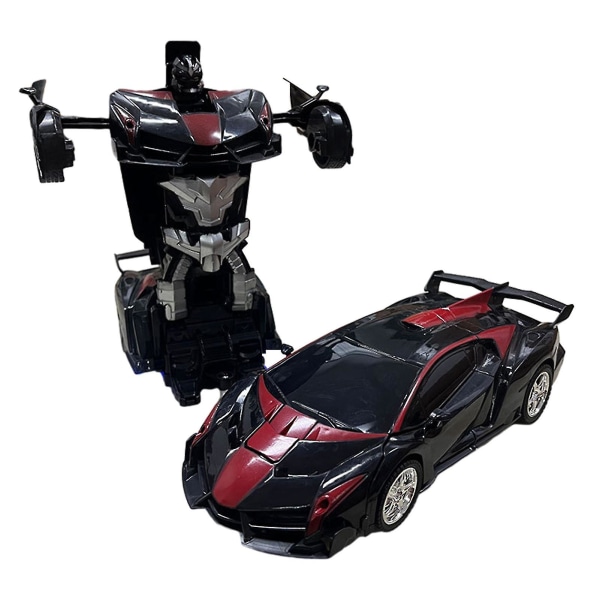 Bilrobot Transformer Leke med Fjernkontroll Slitesterk Lett Bil Leke Gave til Barnehage [HK] Black Red