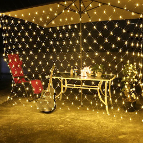 1,5m*1,5m LED-lysnet til dekoration til bryllup og have [hk] Yellow