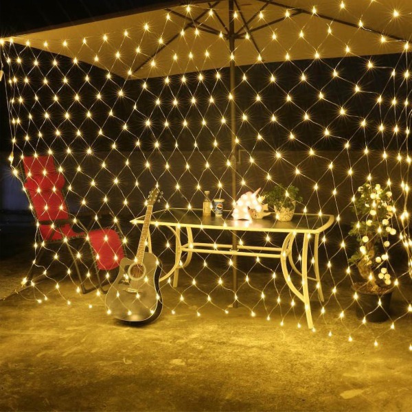 1,5m*1,5m LED-streng dekorative lysnet til bryllup havedekoration[hk] Yellow
