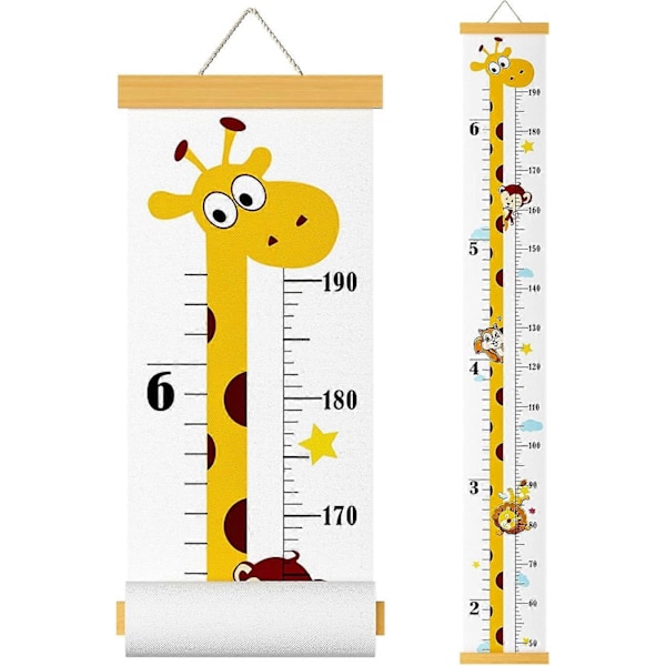 Höjdväxtdiagram för baby, vägghängande mätlinjal för barn, avtagbar canvas- och trävägglinjal för sovrum, barnrumsväggdekoration [HK]