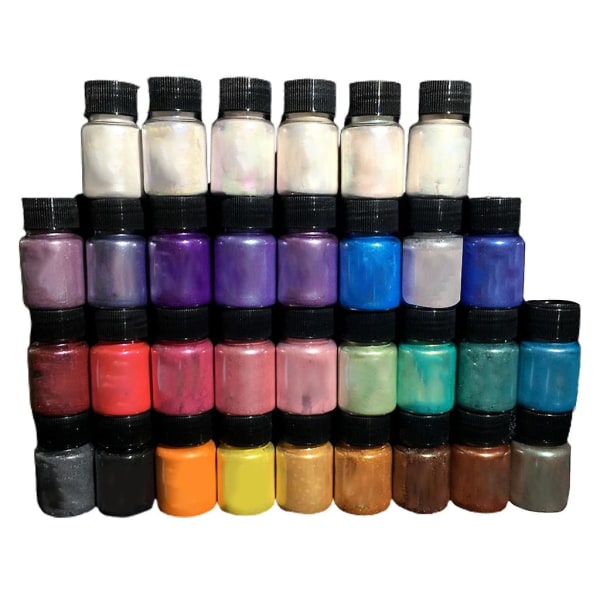 32 färger Mica Resin Pigment Rainbow Pearl Pulver Form Glitter Färgämne