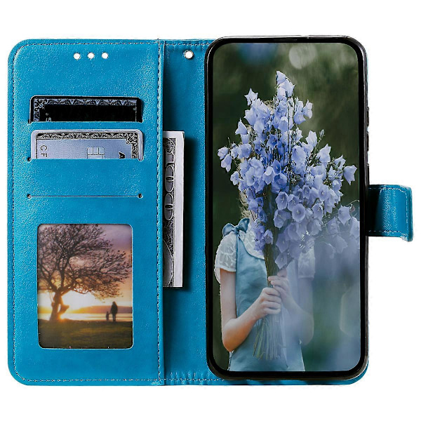 Plånboksfodral Mandala Blommönster PU Läder Telefonskal för Samsung Galaxy A35 5G [HK] Blue