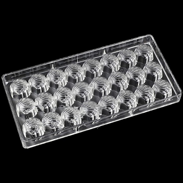24-lokeroinen kampasimainen simpukankuori suklaamuotti PC polykarbonaatti suklaanvalmistusmuotti (kampasimainen simpukankuori) [HK]