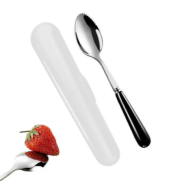 Grapefrugtskeer med runde takkede kanter til frugt og dessert, keramiske håndtag i rustfrit stål med opbevaringsboks [HK]