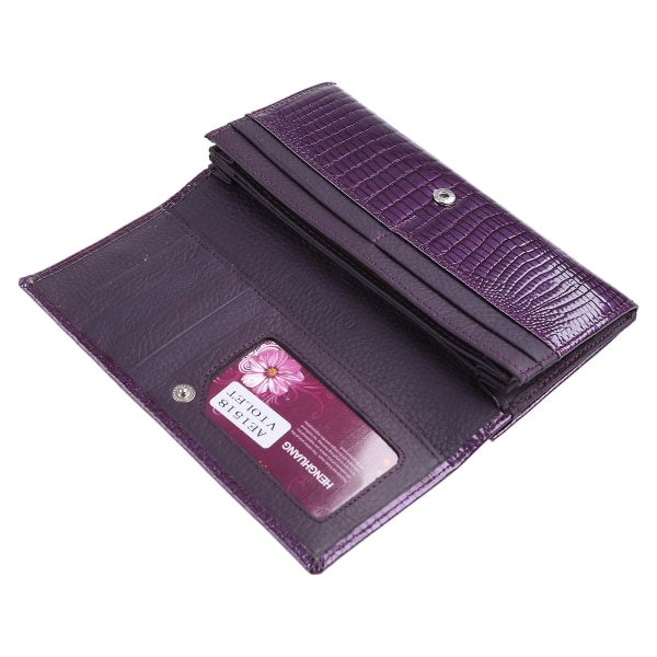 Mote Lær Damelommebøker Lang Damelommebok Clutch Penger Vesker Telefonveske Kortlommebok[HK] Purple