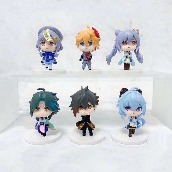 17cm Genshin Impact Klee Hibana Knight Anime-hahmo Ganyu/keqing/paimon Action-hahmo Yae Miko/hu Tao -figuurimalli Nuket Lelut[HK] 6pcs Per Set 8cm