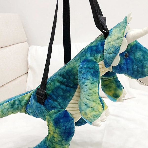Mode förälder-barn 3D dinosaurieryggsäck Söt djur Tecknad plysch ryggsäck Dinosaurier Väska för barn Barn Presenter[HK] Blue
