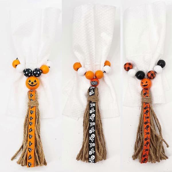Halloween-pynt til restaurant Treperler med dusker Serviettringer Dekor[HK] Style 3