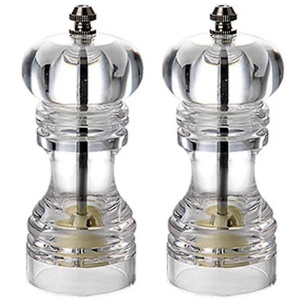 HK Pippurimylly ja suolapurkkisetti 2 suola- ja pippurimyllyraastimella säädettävällä karkeudella - läpinäkyvä 2Pcs5 Inch