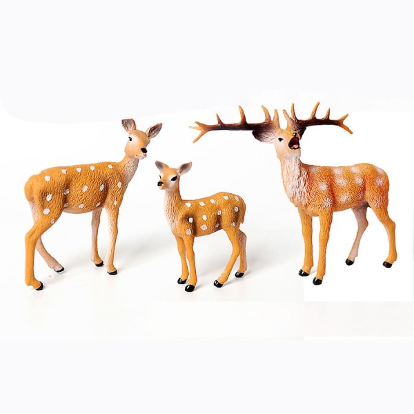 Realisttiske ville dyr fra skogen - figurer av elg, reinsdyr og sikahjort - lekesett, kakepynt [HK] deer A 3pcs