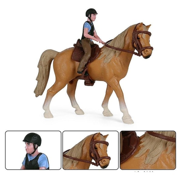 Ihåliga gård människor djurfigurer leksak ridning häst statyett ryttare actionfigurer modell pedagogisk modell docka för barn present[HK] 2pcs