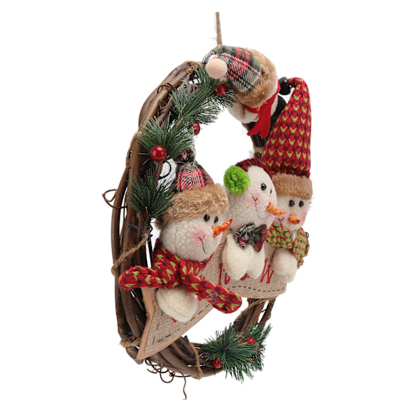 Christmas Wreath Fadeless Durable Joyful Vibes Rich Bright Colors Grapevine Wreath for Door Window Decor Snowman Style[HK]