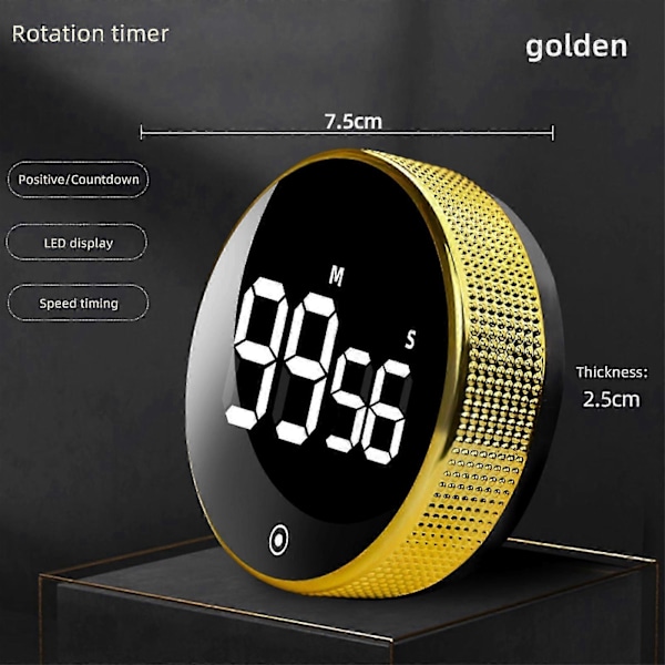 Digital LED Timer Manuel Nedtællings Alarmur Magnetisk Stopur Brusebadstimer[HK] Gold