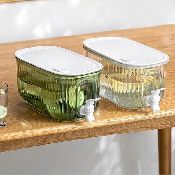 4L Klar Synlig Kall Vattenkokare med Kran Stor Kapacitet Livsmedelsgodkänd Lemonad Juice Dryck Dispenser för Kylskåp KAESI[HK] Green