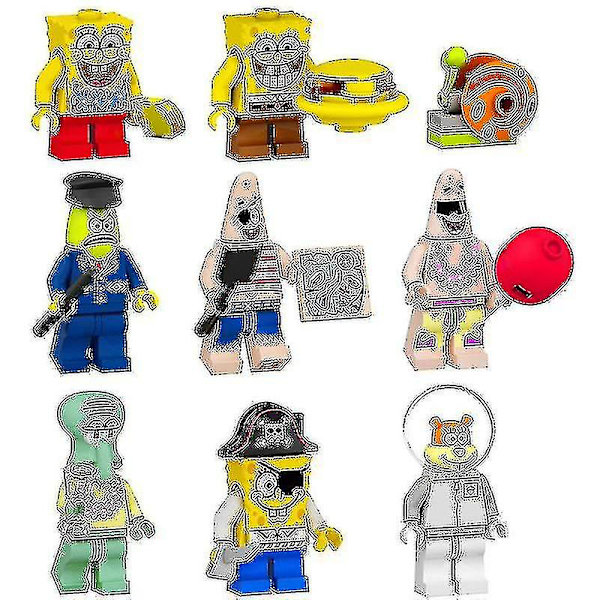 Svampebob Firkantede Bukser Byggeklodser Dukke Blæksprutte Br  Sendt Stor Stjerne Børns Samlede Minifigur Legetøj W[HK]