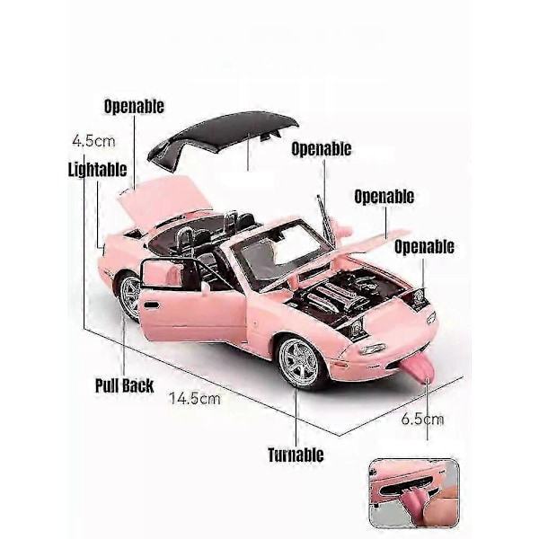 1/32 Mazda Mx-5 Pienoisvalettu Mx5 Roadster Leluautomalli Ääni- ja valoefekteillä Avattavat ovet Keräilylahja Lapsille Pojille[HK] Red