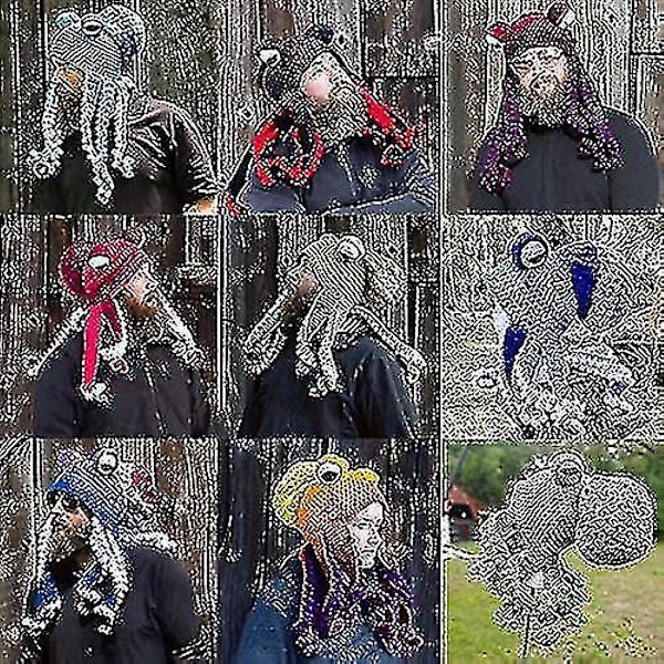 Uusi 2023 Halloween-hattu, Octopus-hattu, hauska päällystakki, käsin neulottu mustekala-muoto [HK] black
