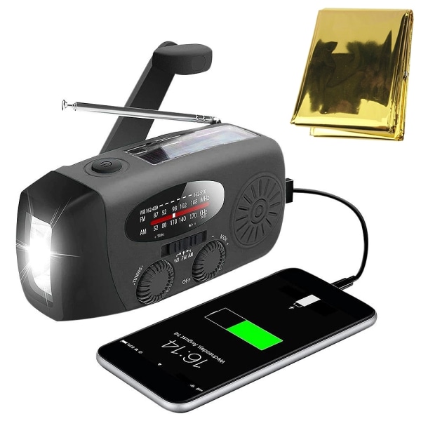 Road Radio with Solar Charger & Emergency Blanket / Emergency Radio & Powerbank Black Road Radio Only