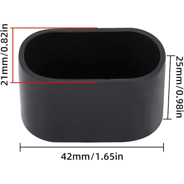 16 stk. Stolebeskytter til Stoleben, Gulvbeskytter, Fodbeskytter, Plastikdæksler, 38 x 20 mm, Sort [HkkK]