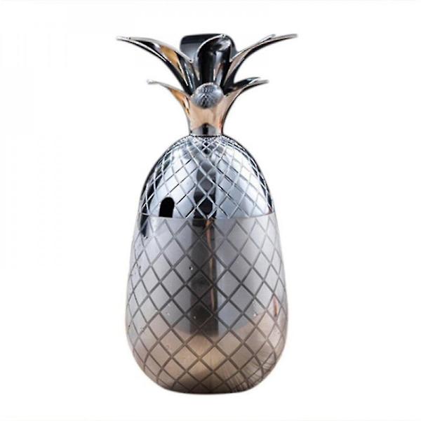 Smuk Comy Ananas Cocktail Kop 304 Rustfrit Stål Ananas Cocktail Krus Bar Fest Tilbehør Rose Guld[HK] Silver