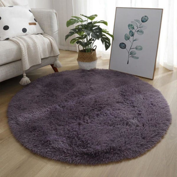 HK  Soverom Luksuriøs Rund Fluffy Teppe Super Myk Slitasjebestandig Sklisikker Design Sirkel Teppe Gulvteppe Wine Red 60cm