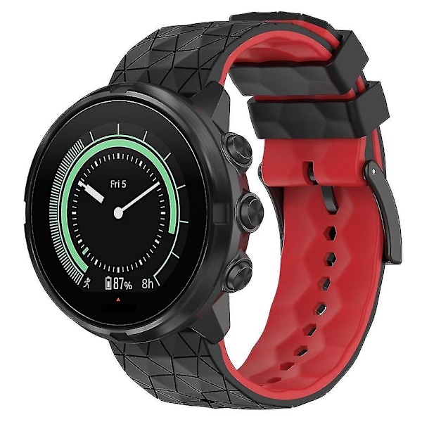 Rannekkeet Suunto 9/Suunto 9 Baro/Spartan Sport Wrist HR/Traverse -kelloihin, jalkapallokuvioitu 24mm kello Multicolor, Black Red Style D Other Smartwatch Model