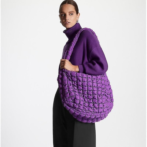 Efterår og vinter Ny COS Cloud Bun Lille og stor kapacitet Dumpling Bun Crossbody Down Bun Big Bag[HK] Purple Large