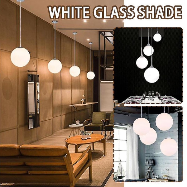Mat hvid Globe Glas Lampeskærm Udskiftning Rundt Lys Cover Fix[hk] 10cm