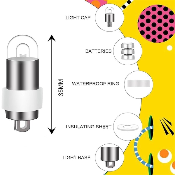 30 stk LED Ballonglys, Vanntette Mini LED Ballonglys, Varmt Hvit for Papirlykt, Ballong[HkkK] Silver