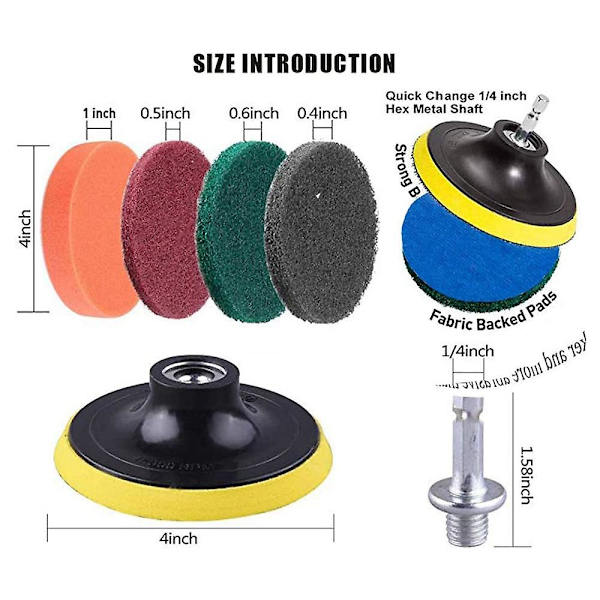 13 Dele Boremaskine Kraft Scrubber Børster Skurepuder & Svampe Rengøringskit - All Purpose Cleaner Scru[HkkK]