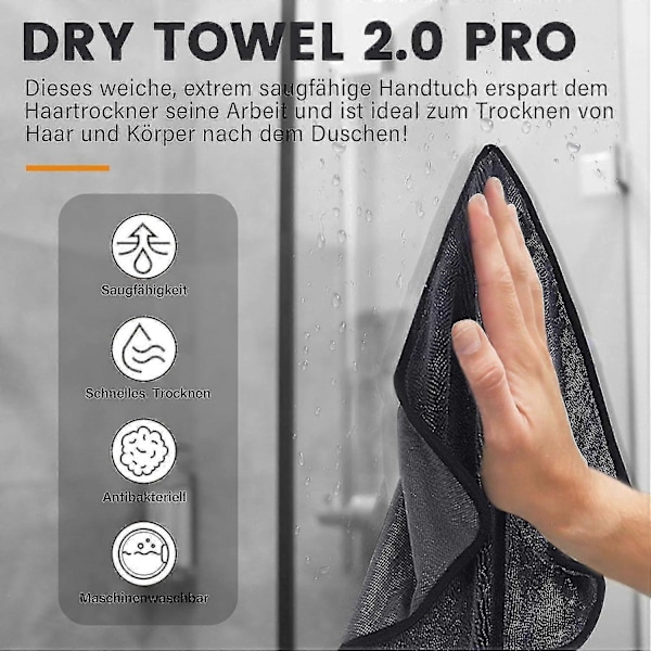 Dusjkabinettklut for fjerning av vann i dusj og badekar, skinnende badeklut XXL, hurtigtørkende klut [HK] 40 x 40 cm 2Pcs