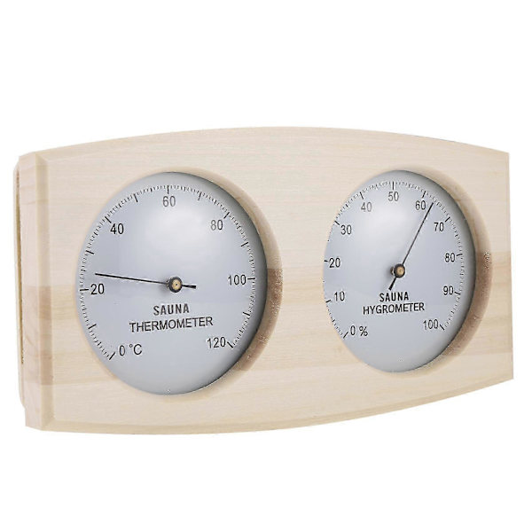 Bastutermometer Hygrometer i trä, väggmonterat spatillbehör, mekanisk, inget batteri krävs - För familjehotell Sa[HK]