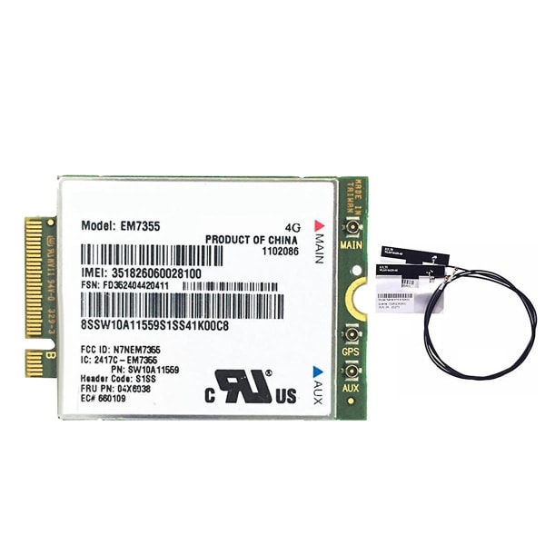 Em7355 Wwan Card+antenn 04x6038 Ngff 4g Wifi-kort för X1 Carbon L440 L540 T440 T540p X240([HK])