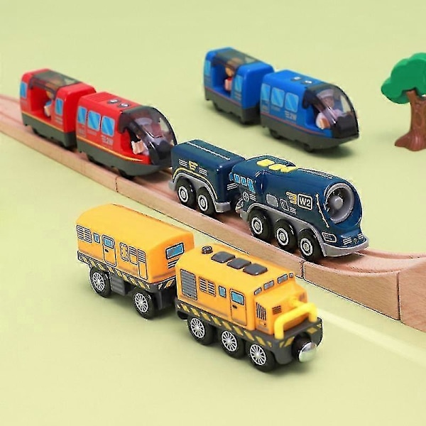 Batteridrevet lokomotivtogsett Kraftig motor Bullet Elektrisk togvogn Leker Passer for Biro Trejernbane Barn Gave[HK] red train